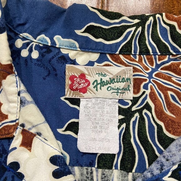 Hilo Hattie Vintage Hawaiian Button Down Relaxed Shirt Blue Multicolored 4XL - Picture 7 of 7